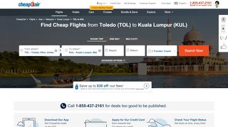 
                            12. Cheap Flights from Toledo to Kuala Lumpur, TOL to KUL - CheapOair