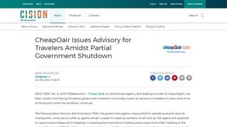 
                            7. CheapOair Issues Advisory for Travelers Amidst Partial Government ...