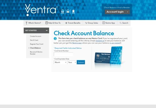 
                            3. Check Account Balance | Ventra