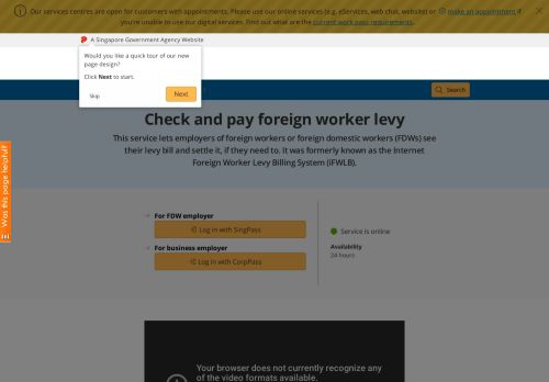 
                            1. Check and pay foreign worker levy - Ministry of Manpower