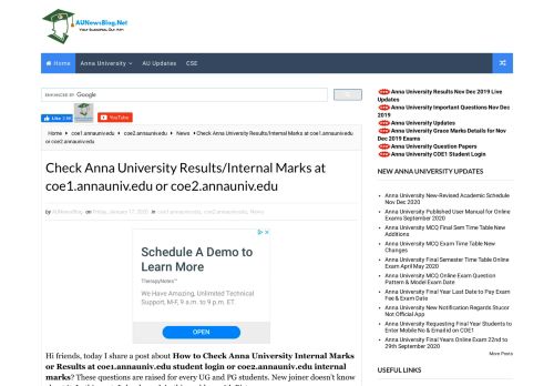 
                            3. Check Anna University Results/Internal Marks at coe1.annauniv.edu ...