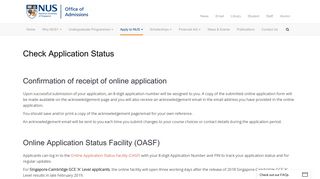 
                            6. Check Application Status - NUS