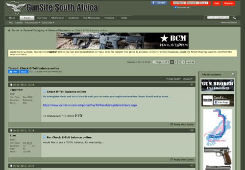 
                            6. Check E-Toll balance online - GunSite South Africa