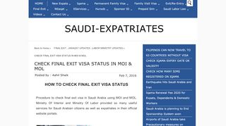 
                            11. CHECK FINAL EXIT VISA STATUS IN MOI & MOL - saudi ...