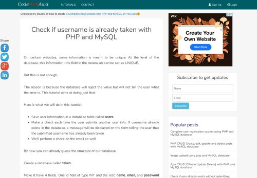 
                            13. Check if username is already taken with PHP and MySQL ...