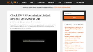 
                            13. Check KWASU Admission List 2018/2019 Is Out ⋆ NGScholars