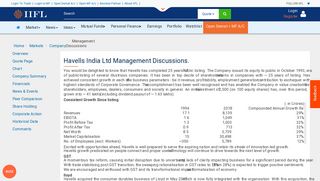 
                            6. Check out the Havells india ltd Management Discussions | Live stock ...