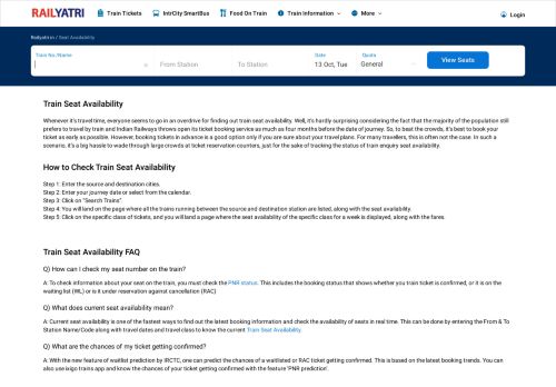 
                            11. Check Seat Availability in train - RailYatri.in