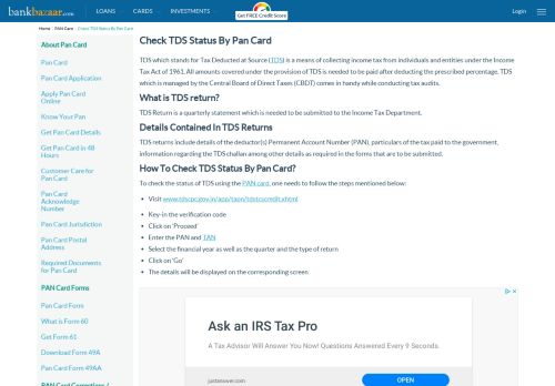 
                            7. Check TDS Status By Pan Card, Also Check TDS Credit by Form 26AS