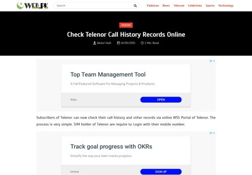 
                            3. Check Telenor Call History Records Online | Web.pk