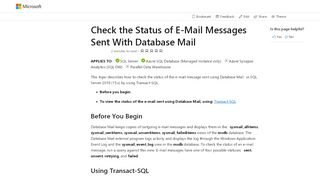 
                            2. Check the Status of E-Mail Messages Sent With Database Mail - SQL ...