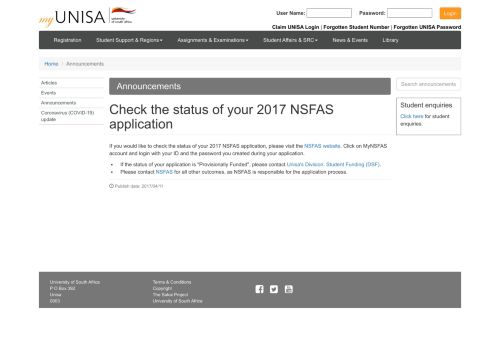 
                            6. Check the status of your 2017 NSFAS application - Unisa
