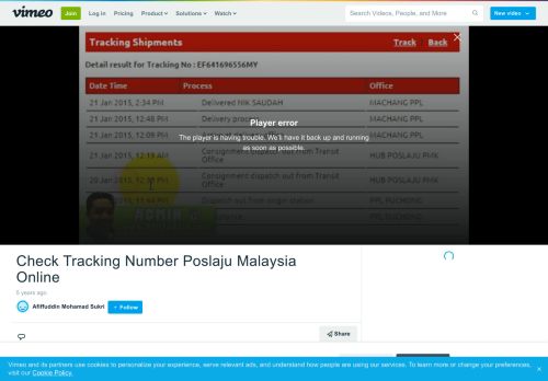 
                            12. Check Tracking Number Poslaju Malaysia Online on Vimeo