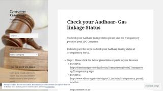 
                            10. Check your Aadhaar- Gas linkage Status – Consumer Resources