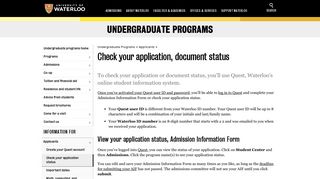 
                            5. Check your application status - University of Waterloo