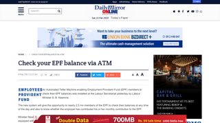 
                            13. Check your EPF balance via ATM - Daily Mirror - Sri Lanka Latest ...