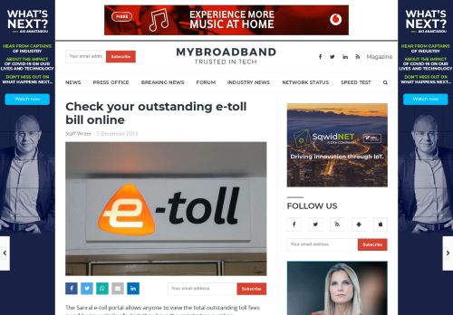 
                            5. Check your outstanding e-toll bill online - MyBroadband