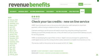 
                            7. Check your tax credits - new on line service « Blog « Revenue Benefits