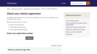 
                            3. Check your vehicle registration - NT.GOV.AU