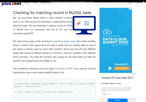 
                            4. Checking if record exist in MySQL table - Plus2net