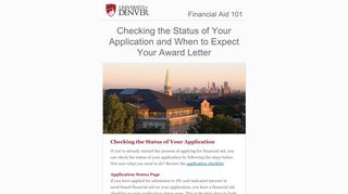 
                            4. Checking the Status of Your Application - University of Denver