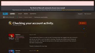 
                            12. Checking your account activity. - World of Warcraft Forums ...