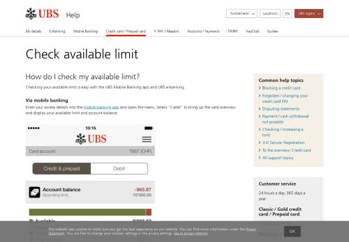 
                            8. Checking your account balance and available limit | UBS ...