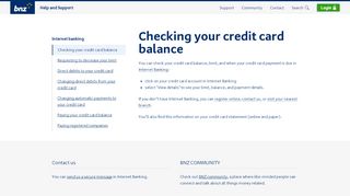 
                            12. Checking your credit card balance - BNZ