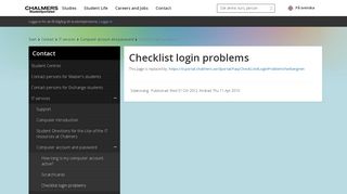 
                            1. Checklist login problems | Chalmers studentportal