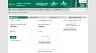 
                            13. Checkout - Anmeldung | Deutscher Psychologen Verlag GmbH