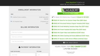 
                            1. Checkout Page - Creative Fitness Academy