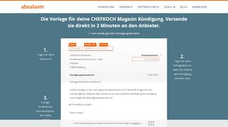 
                            12. CHEFKOCH Magazin online kündigen | geprüfte Vorlage - Aboalarm