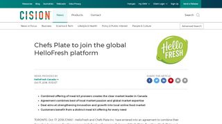 
                            6. Chefs Plate to join the global HelloFresh platform - Canada Newswire