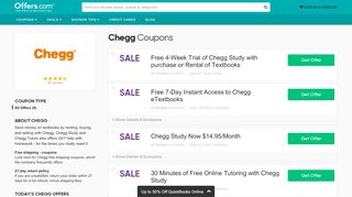 
                            10. Chegg Coupons - Free Trial of Study / Free Shipping on Books