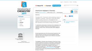 
                            10. ChemComm Highlights in Chemistry - Activities - IYC 2011