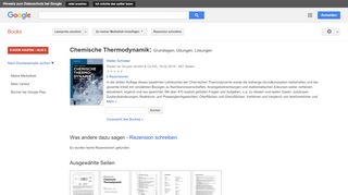 
                            6. Chemische Thermodynamik: Grundlagen, Übungen, Lösungen