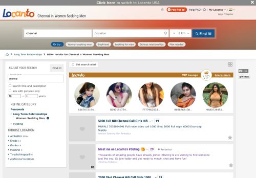 
                            7. Chennai – See all offers on Locanto™ Women Seeking Men