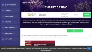 
                            7. Cherry Casino | Opptil 6000 kroner i bonuser | Casinotopplisten