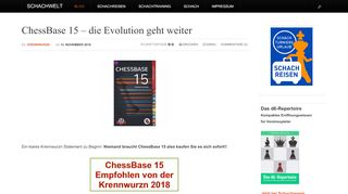 
                            13. ChessBase 15 – die Evolution geht weiter - Schachwelt