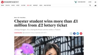 
                            10. Chester student wins more than £1 million from £2 lottery ticket | The ...