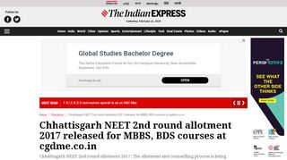 
                            11. Chhattisgarh NEET 2nd round allotment 2017 released for MBBS ...