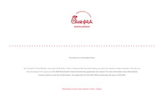 
                            4. Chick-fil-A Remarkable Futures Scholarship Application - Login