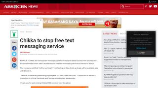 
                            10. Chikka to stop free text messaging service | ABS-CBN News