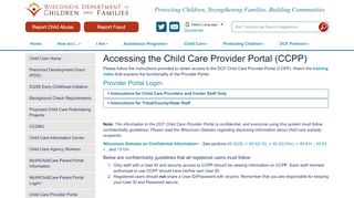 
                            10. Child Care Provider Portal - Login Access Information