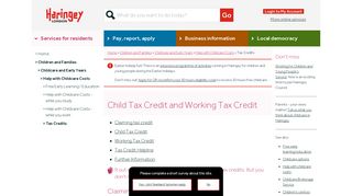
                            12. Child Tax Credit and Working Tax Credit | Haringey Council