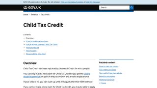 
                            2. Child Tax Credit - GOV.UK