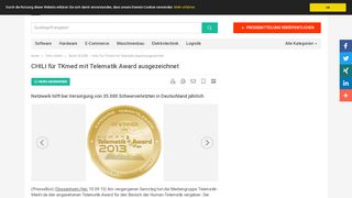 
                            13. CHILI für TKmed mit Telematik Award ausgezeichnet - CHILI GmbH ...