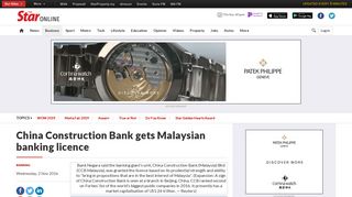 
                            8. China Construction Bank gets Malaysian banking licence - Business ...