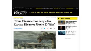 
                            9. China Finance For Sequel to Korean Disaster Movie 'D-War' – Variety