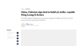 
                            13. China, Pakistan sign deal to build 48 strike-capable Wing Loong II ...